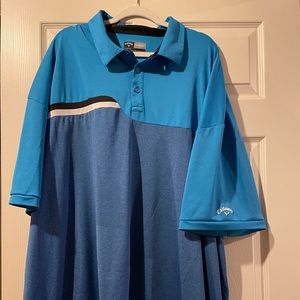 5X Callaway blue golf polo with detailing in black and white